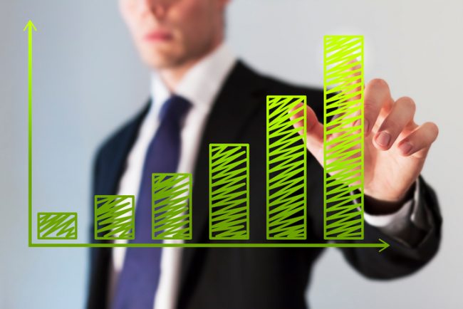 Businessman presenting a chart